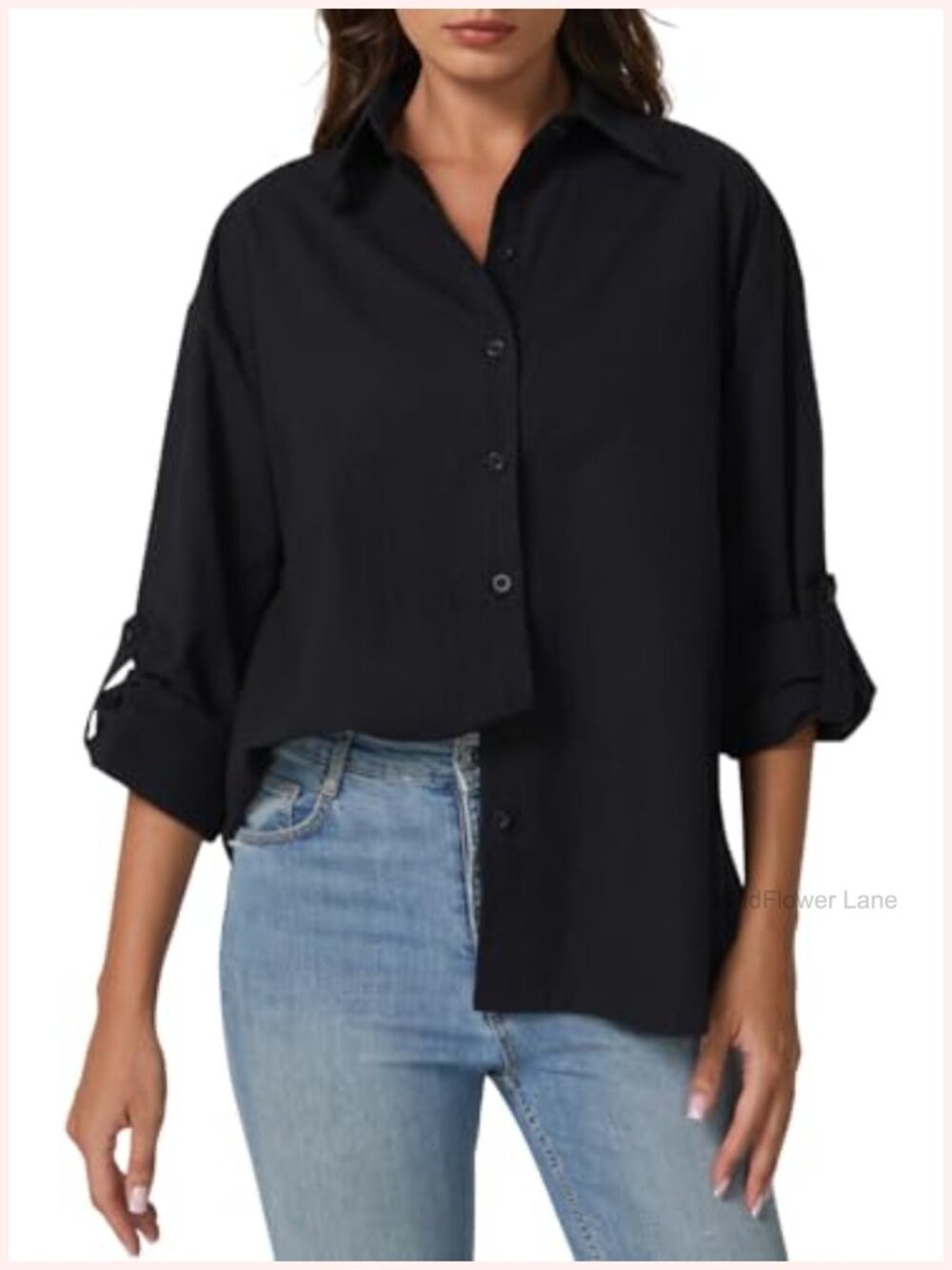 Oversized Striped Button Down Shirt Long Sleeve Cotton Blouse